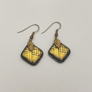 Dichroic glass dangle earrings
